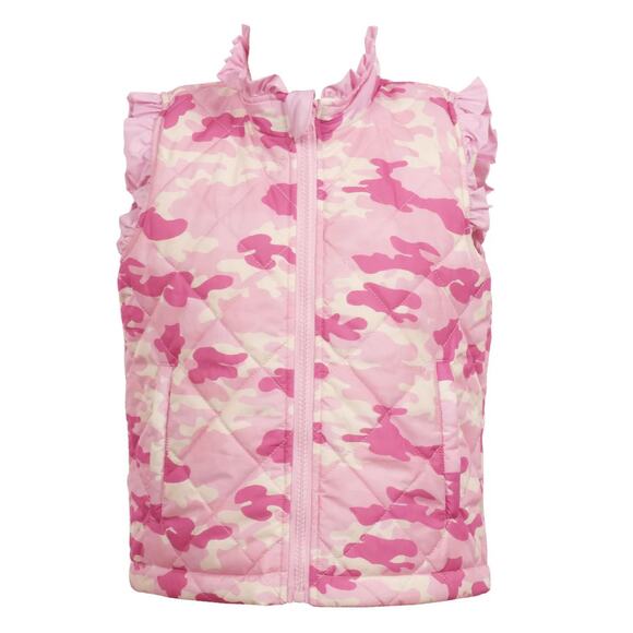 The Little Lamb Vera Vest with Ruffle REVERSIBLE - Cotton Candy/ Pink Power Camo - Picture 2 of 8